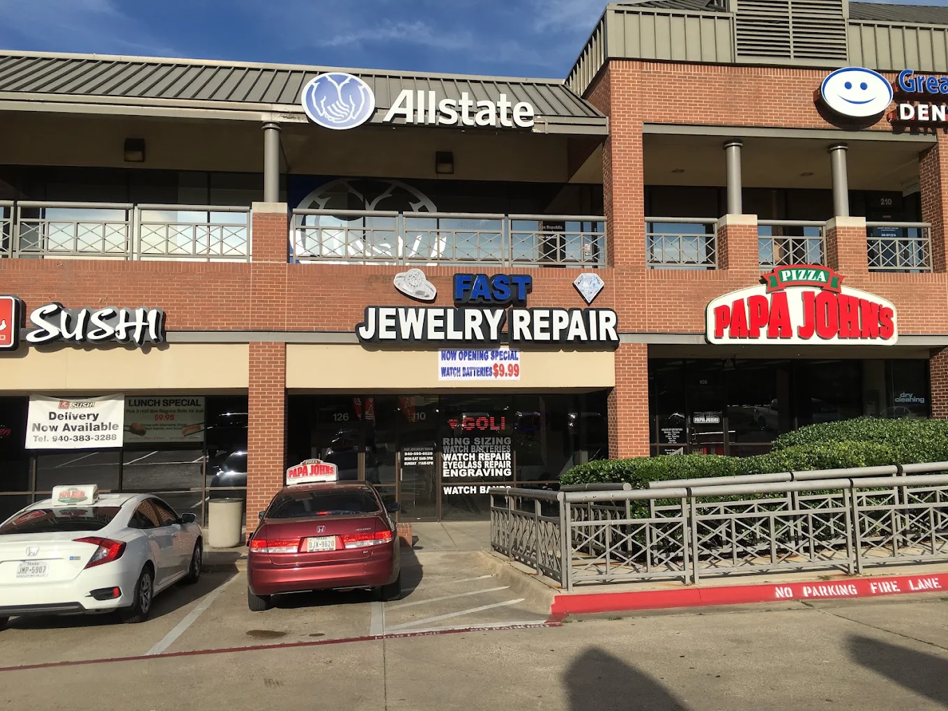 Fast Jewelry Repair storefront on South Interstate 35E in Denton, Texas